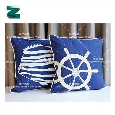 Poliester Angkatan Laut dan Bantal Bordir Kain Katun