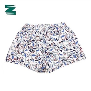 Celana Pendek Print Pinggang Elastis Tenun Katun