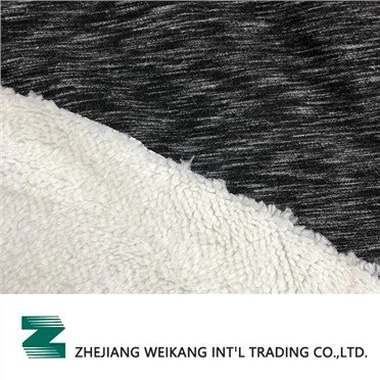TR9010 Charcoal Space Dye Melange Single Jersey Dengan Sherpa Fleece